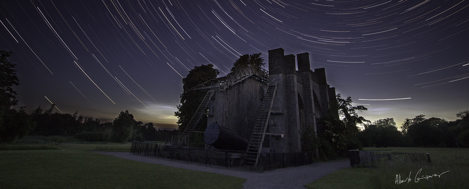 Star trails above the Leviathan Telescope at Birr Castle in Ireland