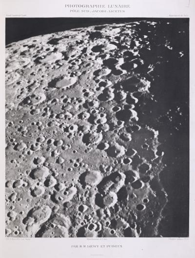Photogravure of the Moon showing the craters Boussingault, Vlacq and Maurolycus