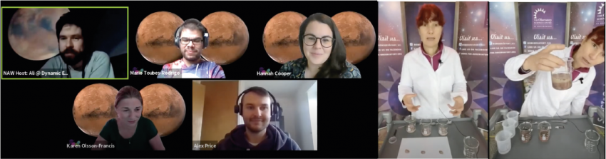 Scientists talking and doing activities for life on Mars