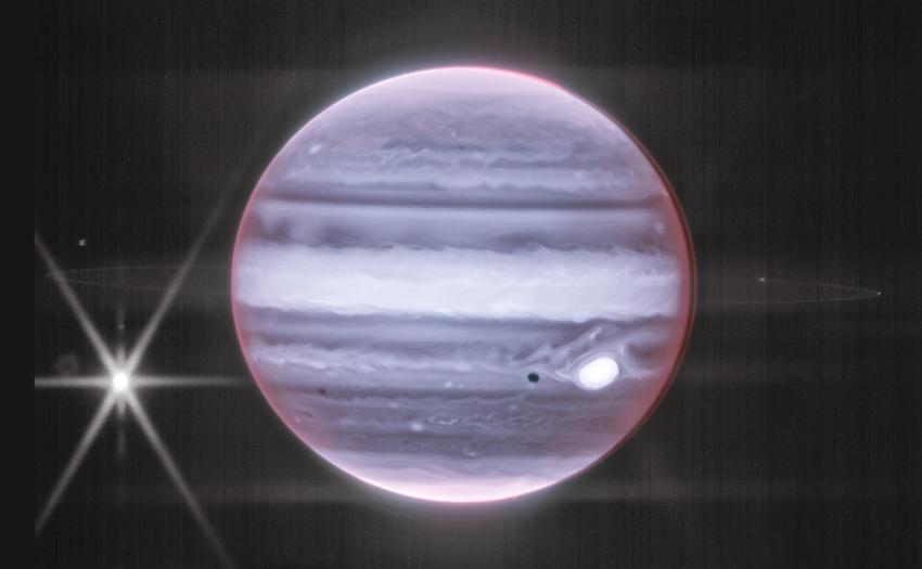 An image of Jupiter using the near infrared camera (NIRCam) on JWST. 