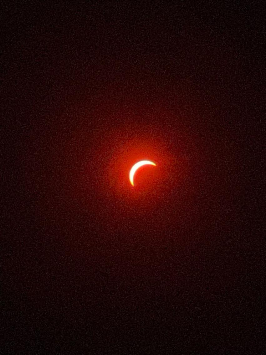 The solar eclipse visible from Pembrokeshire in Wales.