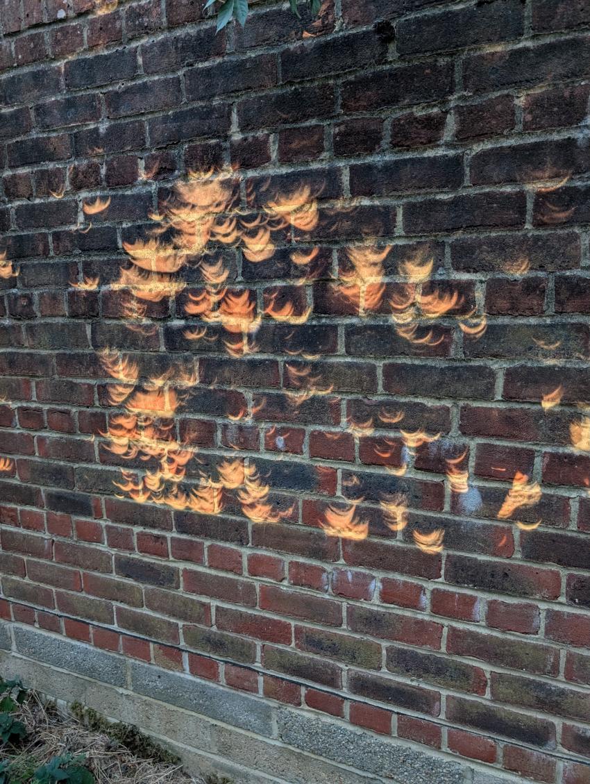 Paul Hindle captured this projection of the partial solar eclipse at its peak in Lancing, West Sussex.