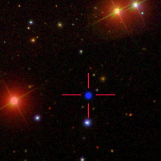 Colour image of the white dwarf GALEXJ014636.8+323615 from the Sloan Digital Sky Survey. Credit: Sloan Digital Sky Survey