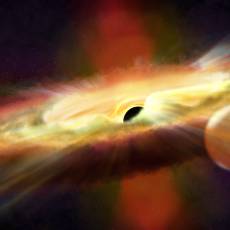 Artist's impression of outflow from black hole J1 357