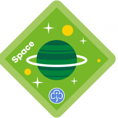 Brownie space badge co-created with the RAS, UKSA and Girlguiding