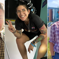 Dr Jesse Coburn (left), Dr Georgina Dransfield and Dr Lawrence Jones are the winners of the 2023 Thesis Prizes.