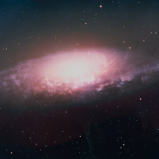 An artist’s impression of a bright quasar almost outshining its host galaxy.