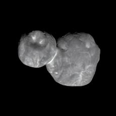 This image was taken by NASA's New Horizons spacecraft on 1 January 2019 during a flyby of Kuiper belt object 2014 MU69, known as Arrokoth.