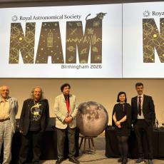 From left, Professor Joe Silk, Dr Jonathan McDowell, Professor Martin Ward, Dr Nikita Chiu and Dr Manuel Salvoldi.