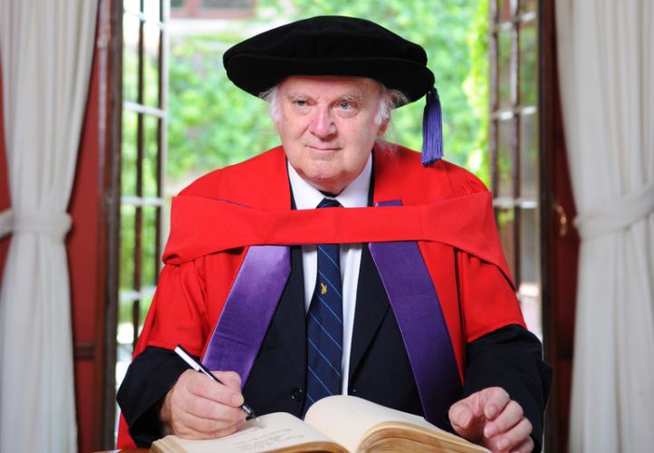 Professor Brian Warner in ceremonial robes after receiving the award of DSc (honoris causa) from the University of Cape Town in 2009