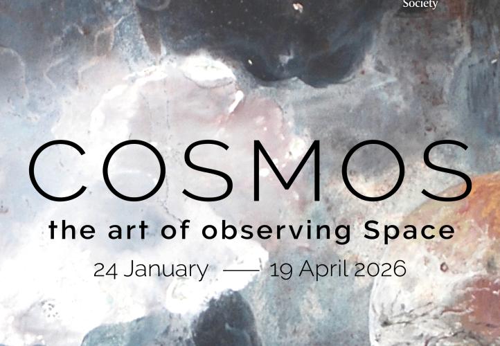 Graphic promoting the exhibition Cosmos: The art of observing Space.