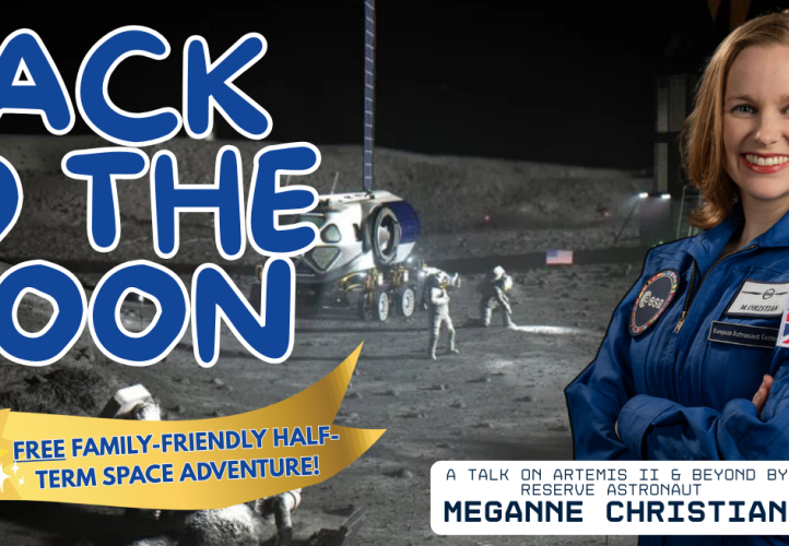 Graphic promoting Meganne Christian's 'Back to the Moon' talk at the Royal Astronomical Society.