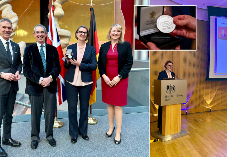Professor Dr Heike Rauer receives the 2026 Caroline Herschel Medal at a ceremony at the British Embassy in Berlin.