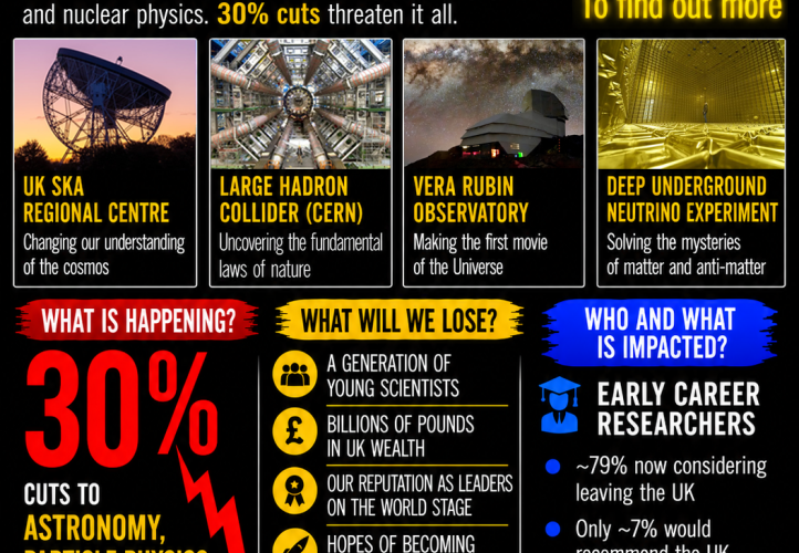 Leaflet with information about the proposed cuts to astronomy, particle physics and nuclear physics.