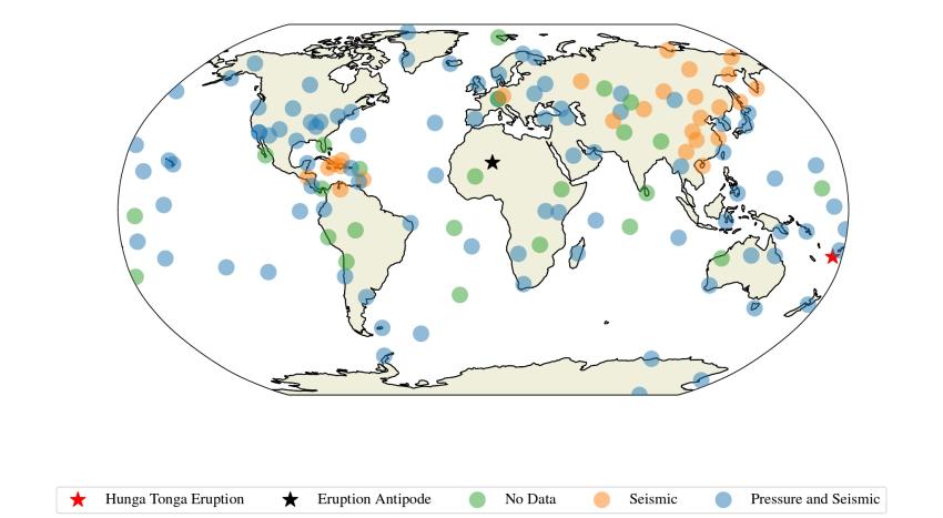 A world map scattered with different coloured circles. The circles are blue, orange and green and appear translucent against the map.