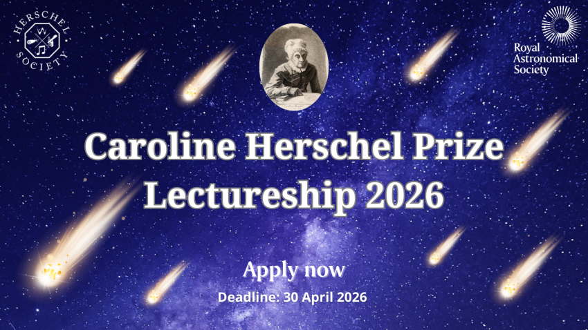 Graphic promoting the 2026 Caroline Herschel Prize Lectureship.