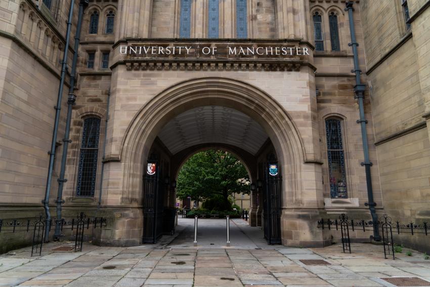 The alcove entrance to the University of Manchester