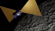 An artist’s impression of the UK-led CosmoCube spacecraft, which would orbit be tasked with listening out for an “ancient whisper” from the early universe on the far side of the Moon.