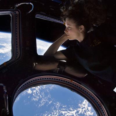 Tracey Caldwell Dyson in the Cupola of the ISS