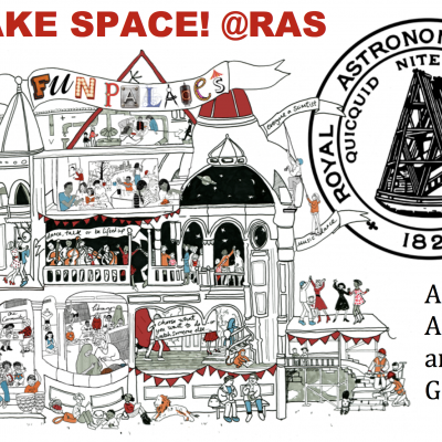 An image of Fun Palaces logo combined with RAS logo to make Make Space! @RAS event